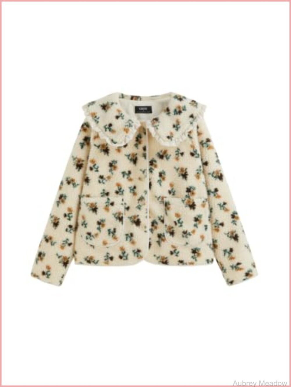 Sherpa Fleece Jacket Ruffled Collar Button Front Casual Coat